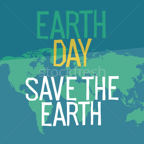 Earth day poster design in flat style. Similar world map backgro Stock photo © pashabo