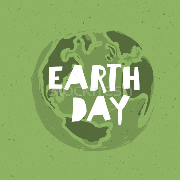 Happy Earth Day Poster. Symbolic Earth illustration on the green Stock photo © pashabo