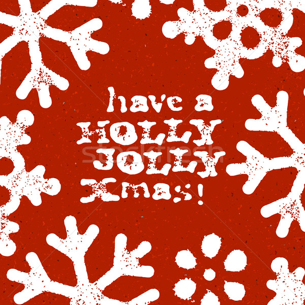Merry Christmas Grunge Postcard Design On Red Textured Backgroun Stock photo © pashabo