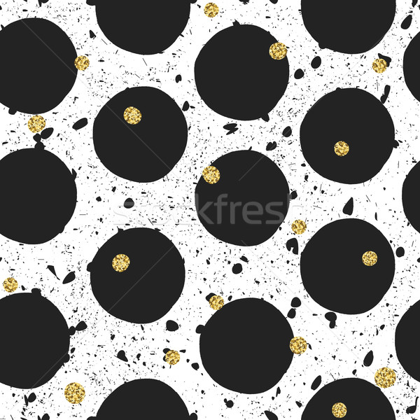 Seamless chaotic particles pattern. Golden dots. Black particles Stock photo © pashabo