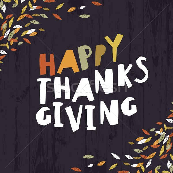 Happy Thanksgiving logotype. Leaf Cut Letters. For holiday greet Stock photo © pashabo