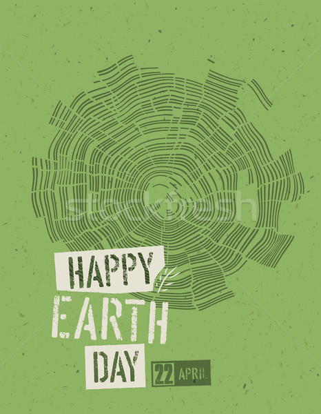 Heureux jour de la terre affiche arbre anneaux symbolique [[stock_photo]] © pashabo