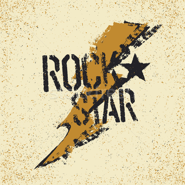 Rockstar. Grunge lettering with thunderbolt symbol. Tee print de Stock photo © pashabo