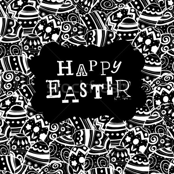 Happy Easter. Eggs pattern monochrome. Holiday design template Stock photo © pashabo