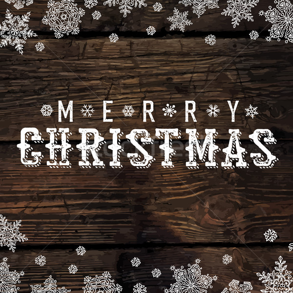 Merry Christmas Vintage Postcard. Snowflake border and xmas typo Stock photo © pashabo