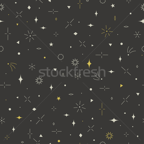 Stock photo: Geometric seamless pattern. Gold, gray and beige colors. Stars, 