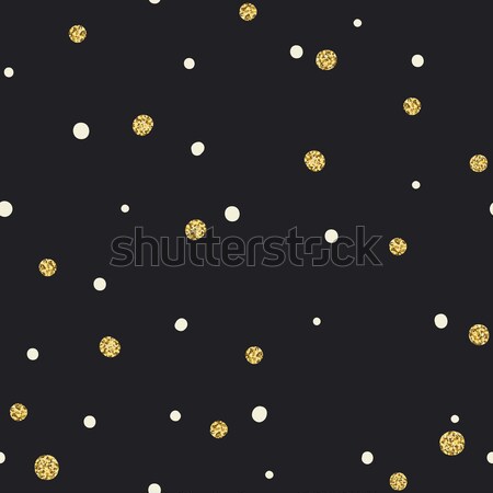 Abstract Seamless Pattern on Black Background with White and Gol Stock photo © pashabo