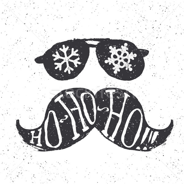 Santa vintage sunglasses and moustache. With snowflake reflectio Stock photo © pashabo
