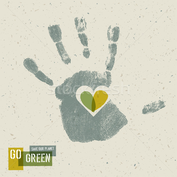 Go Green Concept Poster With Handprint Symbol Stock photo © pashabo