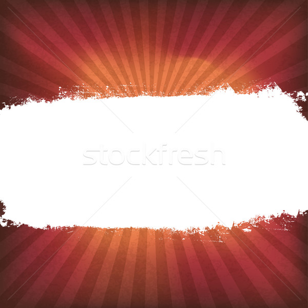 White grunge label on red sunburst background, vector Stock photo © pashabo