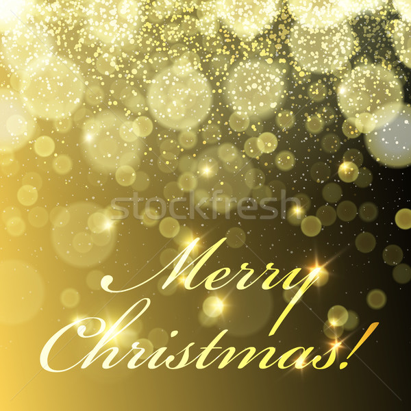 Stock foto: Heiter · Weihnachten · golden · Lichter · Schneefall · Vektor