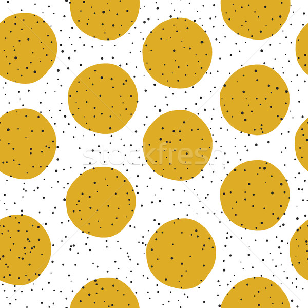 Yellow Circles and Black Chaotic Dots on White Background. Abstr Stock photo © pashabo
