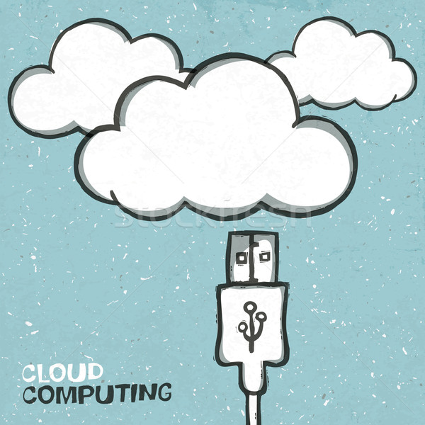 Stock foto: Cloud · Computing · Illustration · usb · Wolken · Symbole · Vektor