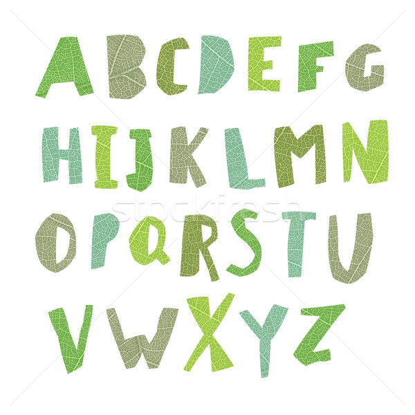 Stock photo: Leaf Cut Alphabet. Easy edited colors of letters. Capital letter