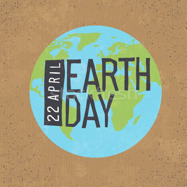Earth day, 22 April text with globe symbol on cardboard  texture Stock photo © pashabo