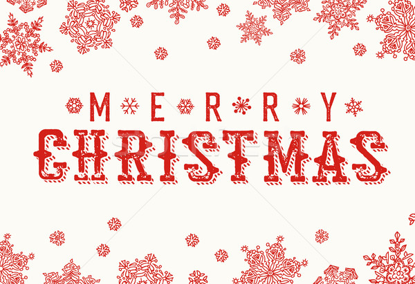 Merry Christmas Vintage Postcard. Snowflake border and xmas typo Stock photo © pashabo