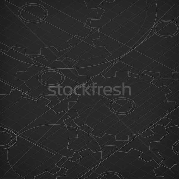 Blueprint of cogwheels. Technology abstract background. Black ba Stock photo © pashabo