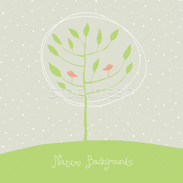 Groene boom vogels vector eps8 voorjaar Stockfoto © pashabo