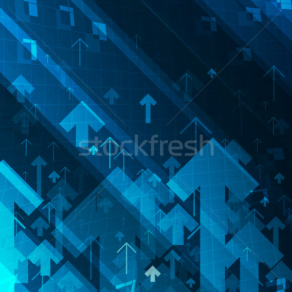 Stock photo: Business graph and arrows on blue abstract technological backgro