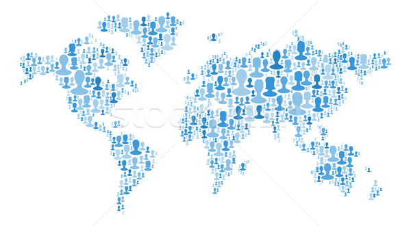 The map of the world made of plenty people silhouettes. Collecti Stock photo © pashabo