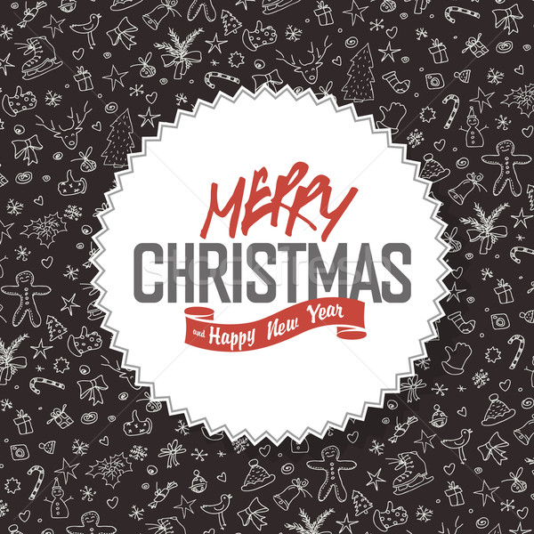 Stock photo: Merry Christmas Greeting Card. White label with lettering on han