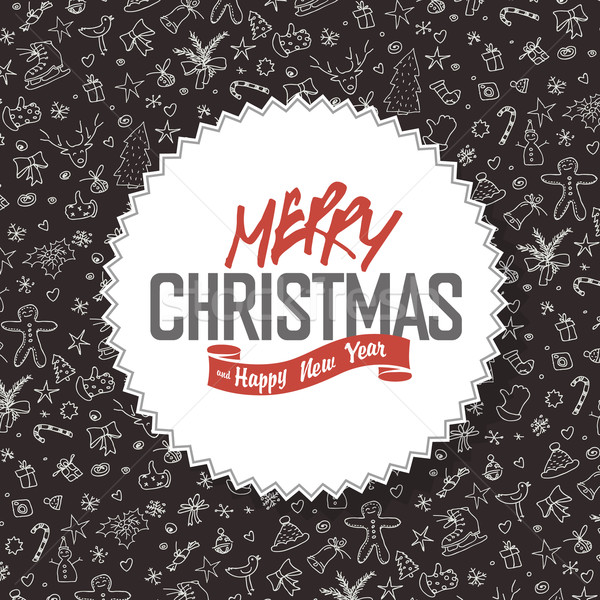 Merry Christmas Greeting Card. White label with lettering on han Stock photo © pashabo