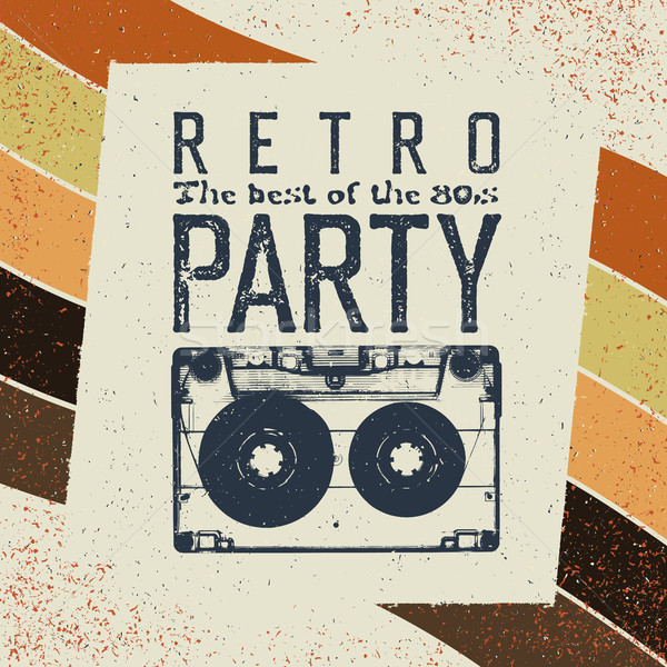 Retro party advertising flyer with old audiocassette. Old-fashio Stock photo © pashabo