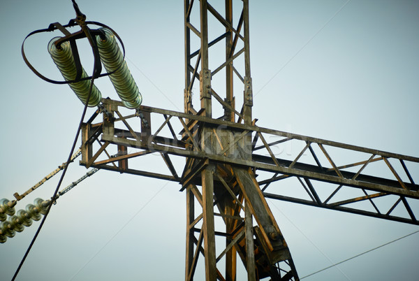 Hochspannung Macht line Technologie Metall Netzwerk Stock foto © pashabo