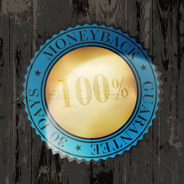 Moneyback Guaranteed Label with Gold Badge Sign on Wooden Textur Stock photo © pashabo