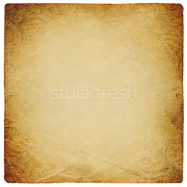 Ornated vintage square shaped paper sheet. Isolated on white. Stock photo © pashabo