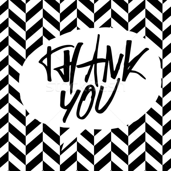 Thank you message. Lettering on black and white chevron pattern. Stock photo © pashabo