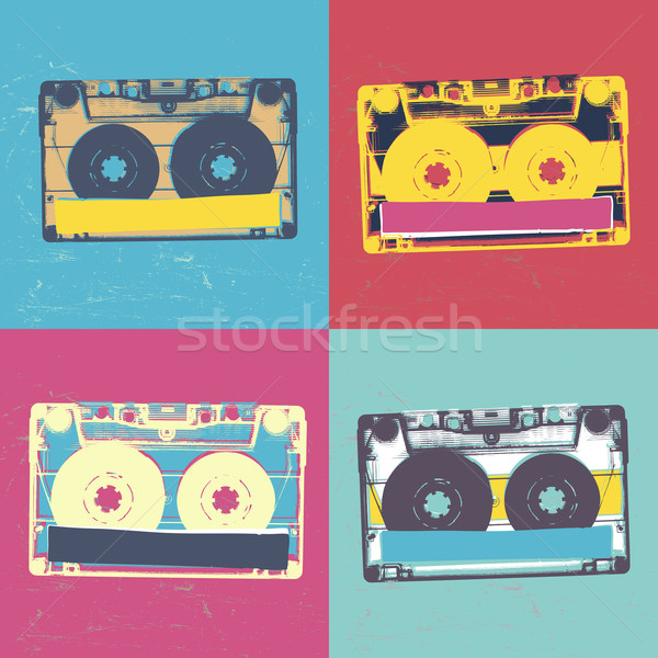 Audiocassette retro popart music seamless background. Audiocasse Stock photo © pashabo