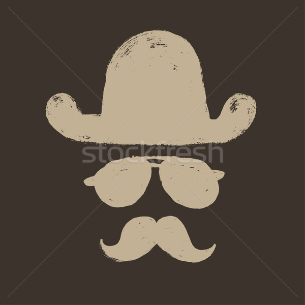 Retro elements set: bowler hat, moustache, and sunglasses Stock photo © pashabo