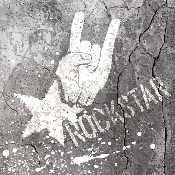 Stock photo: Rockstar symbol with sign of the horns gesture. Vector template 
