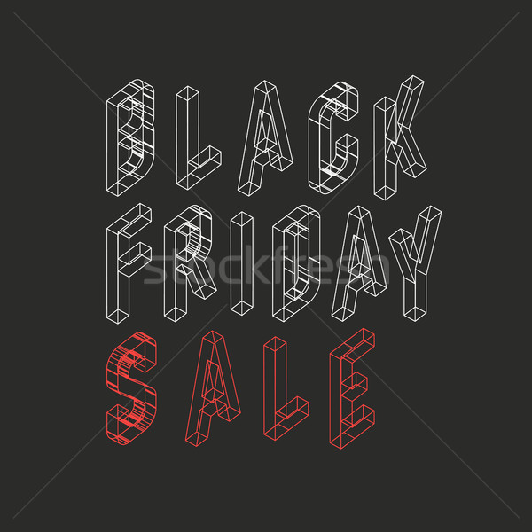 Black friday sale. Isometric letters. Vector typoraphy for desig Stock photo © pashabo