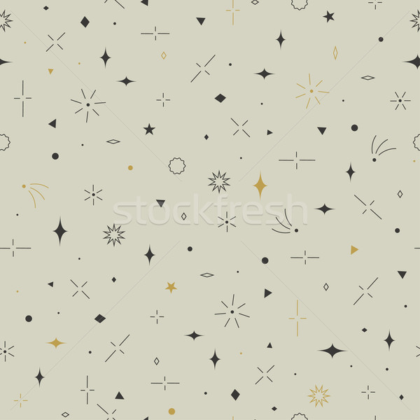 Geometric seamless pattern. Gold, gray and beige colors. Stars,  Stock photo © pashabo