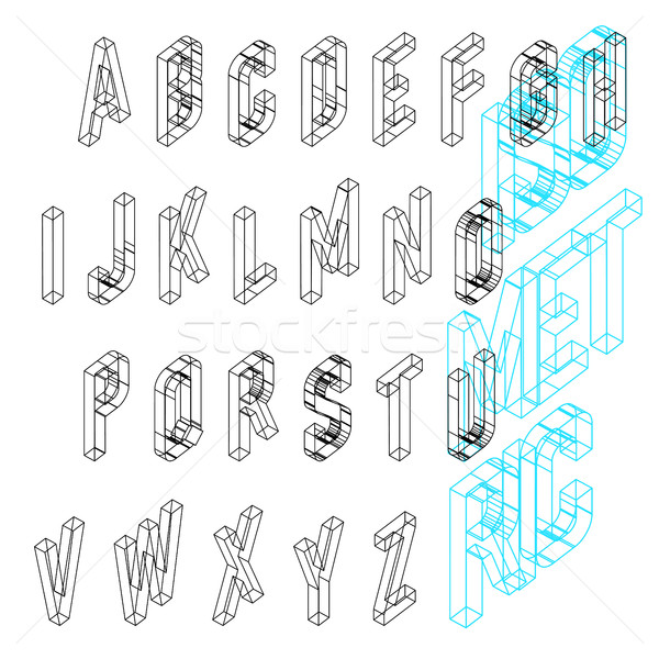 Isometric wireframe font. Upper case 26 latin letters.  Stock photo © pashabo