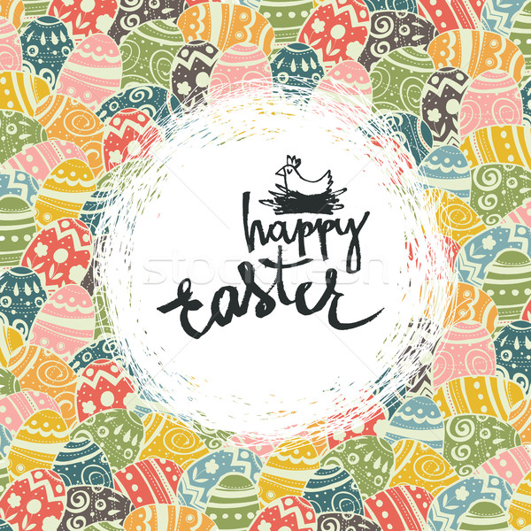 Easter Eggs wzór kolorowy wesołych Świąt gniazdo Zdjęcia stock © pashabo