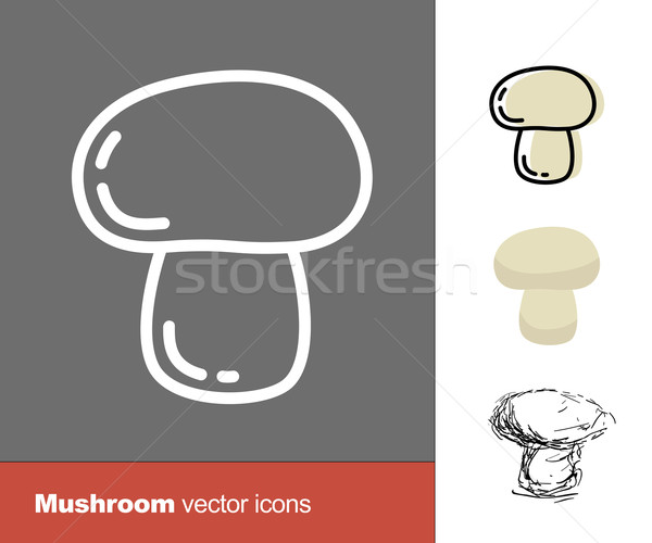 Mushroom vector icons. Thin line, flat, and hand drawn styles Stock photo © pashabo