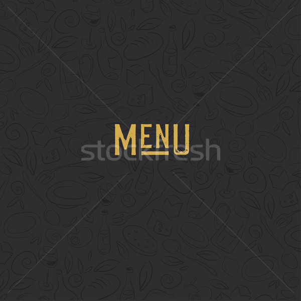 Menu design template. Restaurant Seamless Pattern. Gold and Blac Stock photo © pashabo