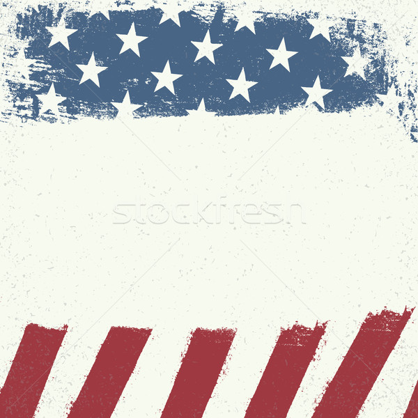 Stock photo: Empty white grunge canvas on american flag background. Patriotic