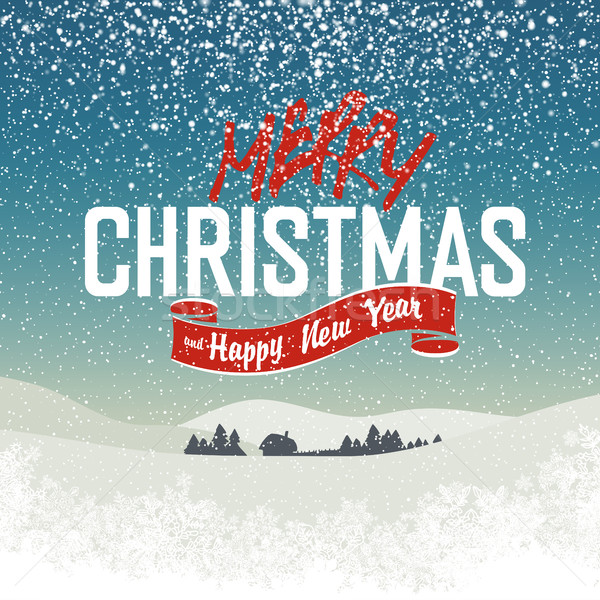 merry_christmas_postcard_xmas_village Stock photo © pashabo