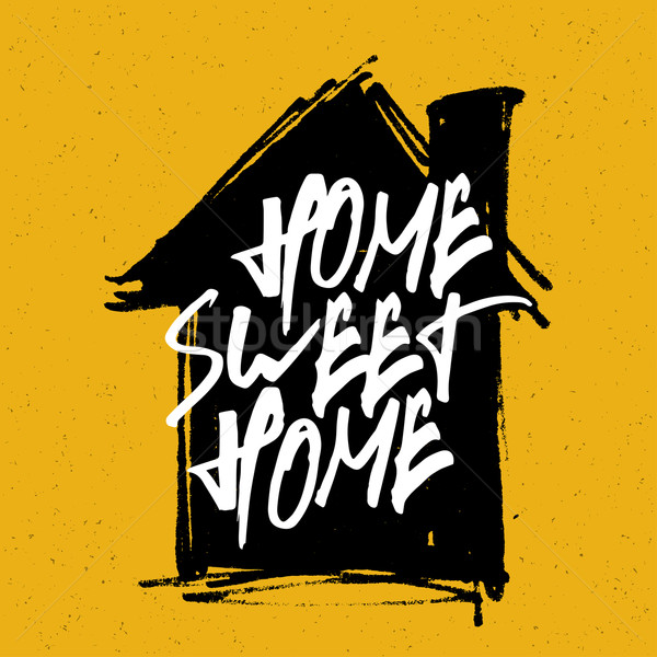 'Home sweet home' poster. Calligraphy with house hand drawn silh Stock photo © pashabo