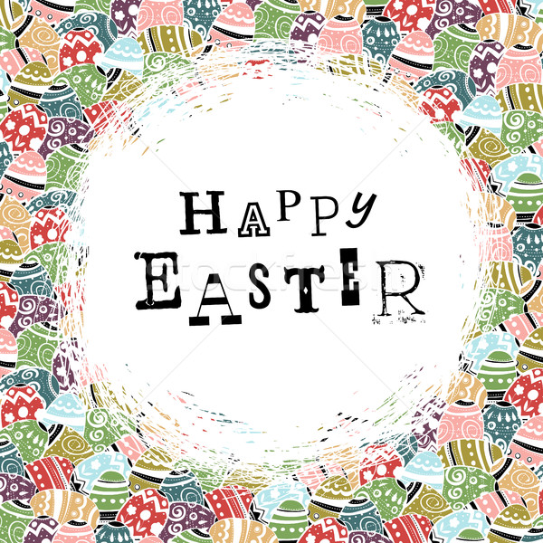 Easter eggs pattern colorful background and 'Happy Easter' greet Stock photo © pashabo