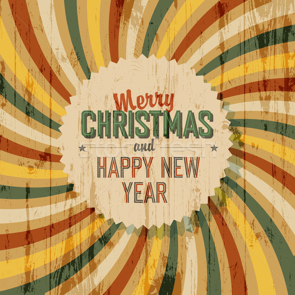 Merry Christmas greeting with colorful rays background, vector. Stock photo © pashabo