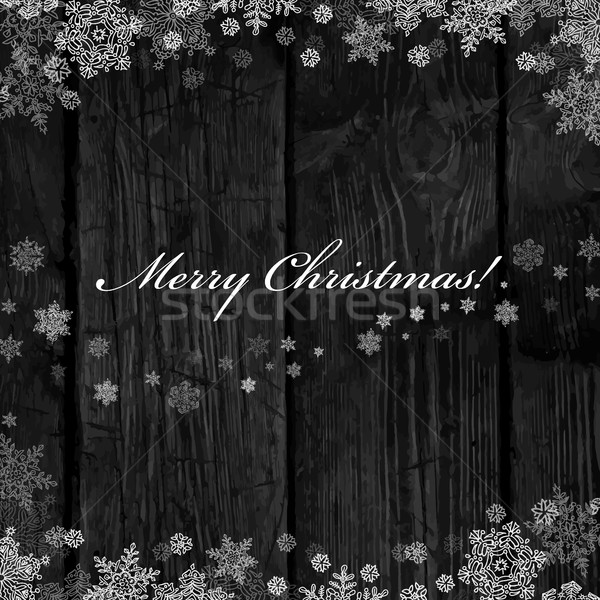 Wooden black christmas background with snowflakes. Holiday Postc Stock photo © pashabo