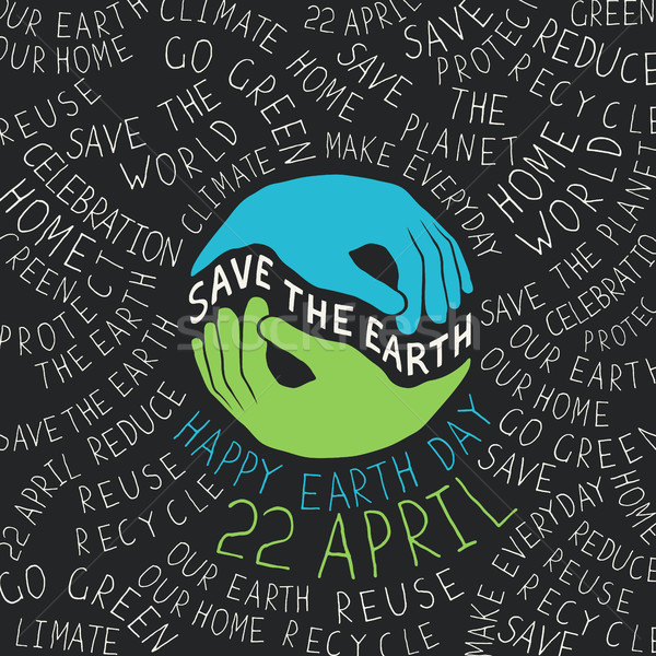 Earth Day Poster. Hands shaped looks like the Earth planet. Typo Stock photo © pashabo
