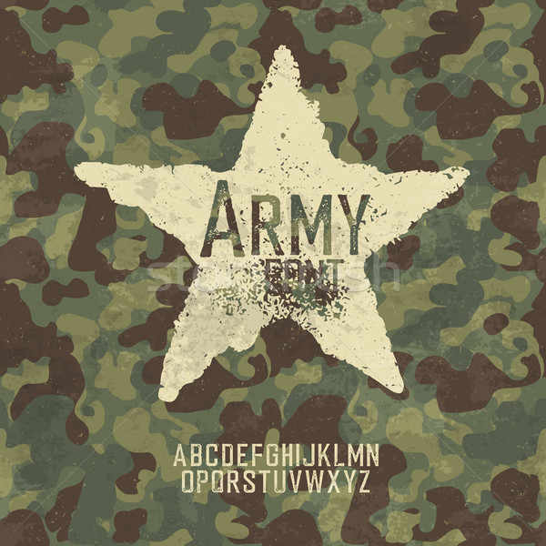 Militaire stempel brieven leger doopvont camouflage Stockfoto © pashabo
