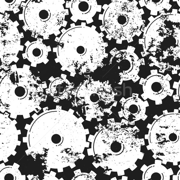 Gears Seamless Pattern. Mechanical grungy background. Vector ill Stock photo © pashabo