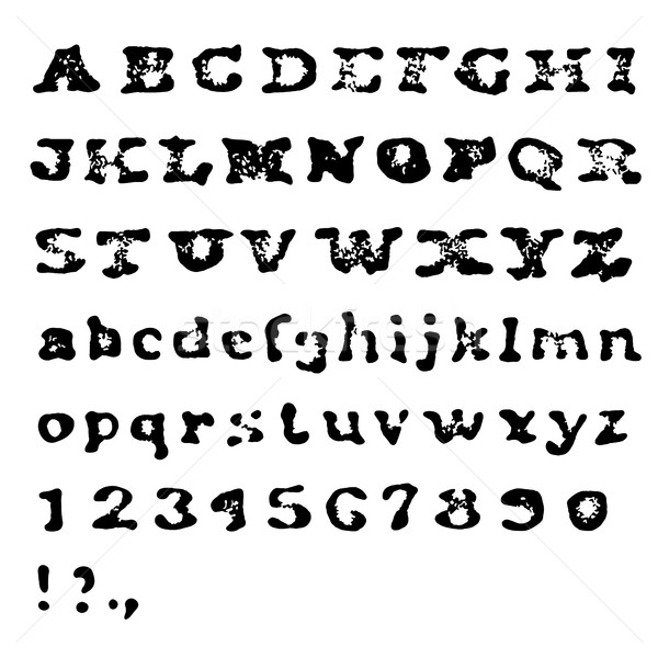Vintage retro old aged typeface. Stamped alphabet. All caps, num Stock photo © pashabo